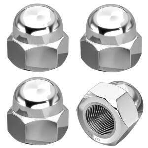 4 PCS License Plate Retainer Nuts Compatible with Volvo XC90/ V90/ V60/ S60/ S90 (Screws onto Existing Stud) - Tall Dome License Plate Screw Caps 316 Marine Grade Stainless Steel