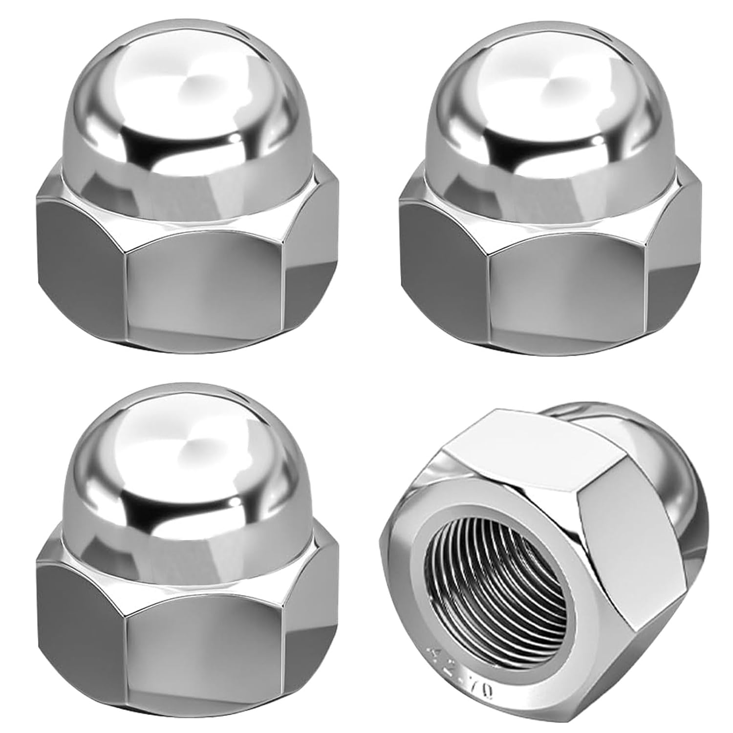 4 PCS License Plate Retainer Nuts Compatible with Volvo XC90/ V90/ V60/ S60/ S90 (Screws onto Existing Stud) - Tall Dome License Plate Screw Caps 316 Marine Grade Stainless Steel