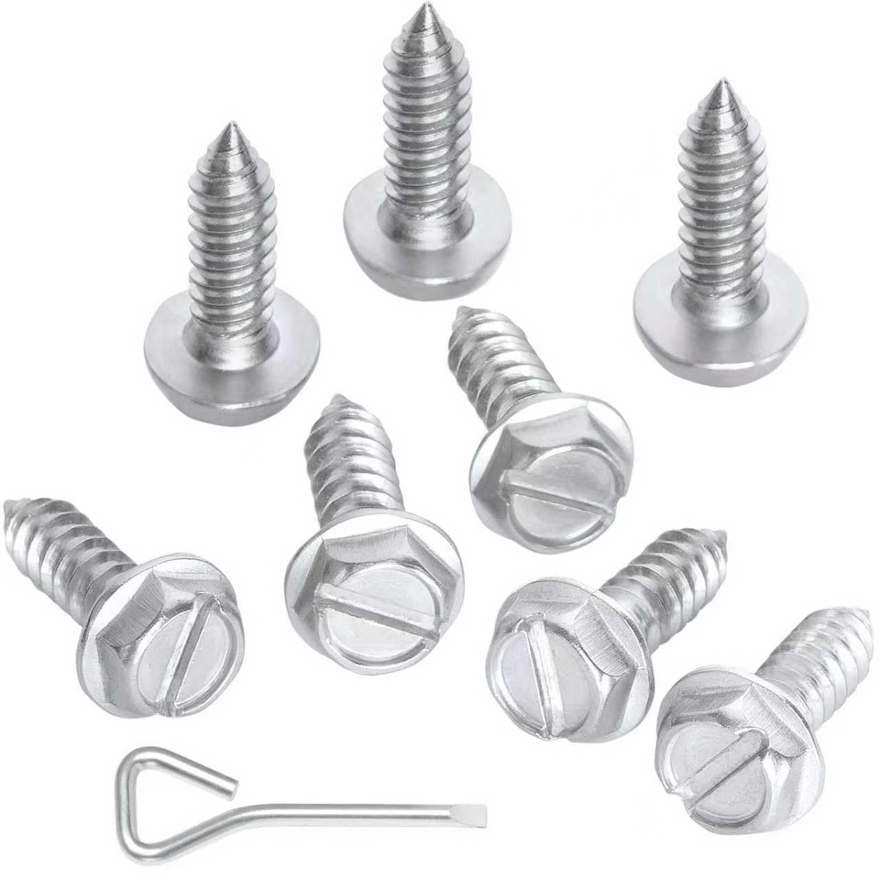 8PCS License Plate Screws for Car, Rustproof Stainless Steel Screws, License Plate Bolts, Stainless Fasteners for License Plates with Screwdriver (Silver, 8 PCS)