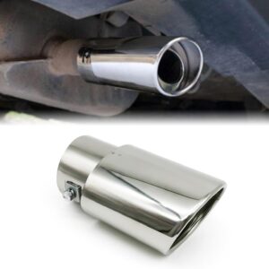 Stainless Steel Car Exhaust Tip, 2.5" to 3.3" Adjustable Car Decoration Chrome-Plated Finish Exhaust Tailpipe, Universal Car Exhaust Pipe Modification Tail Throat Tail Pipe (Silver #Straight)