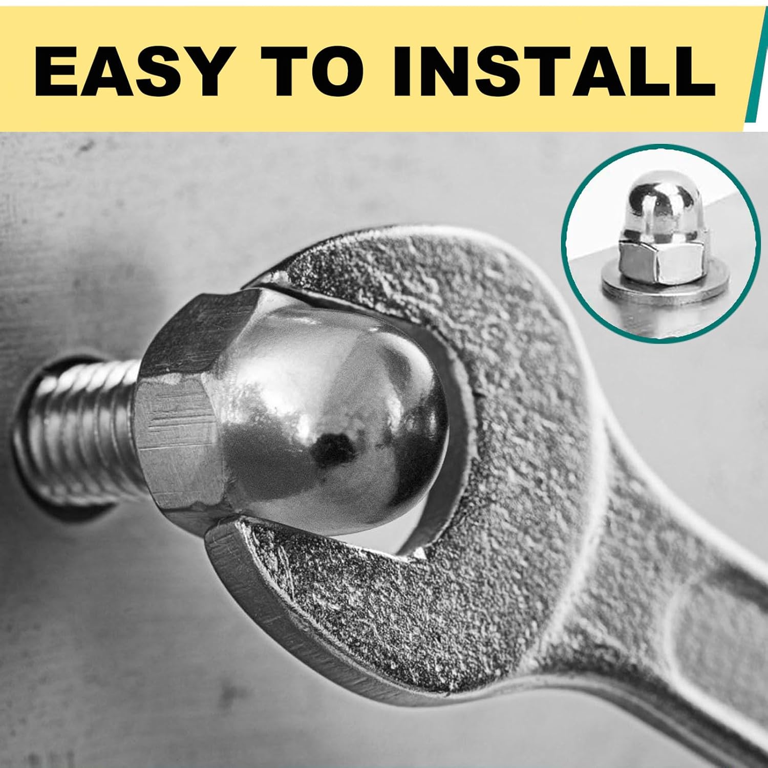 4 PCS License Plate Retainer Nuts Compatible with Volvo XC90/ V90/ V60/ S60/ S90 (Screws onto Existing Stud) - Tall Dome License Plate Screw Caps 316 Marine Grade Stainless Steel - Image 3