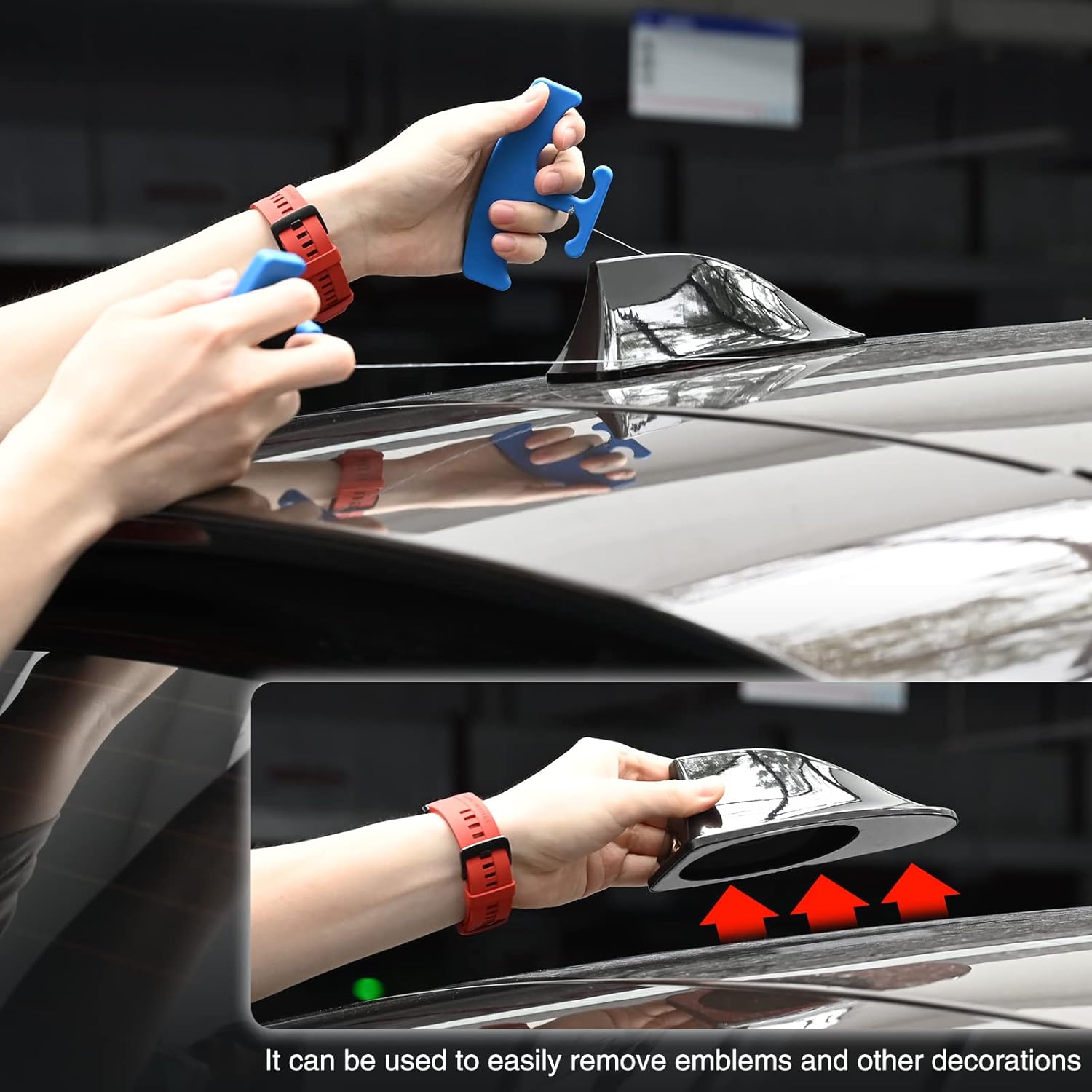 PlateLine Remover Car Emblem Removal Tool with 5PCS 60CM PE Cord for Easily Remove Vehicle Logos, Nameplates, Badges and Paste Signs Plates, Plastic Ergonomic Shape Aid Vinyl Wrap Tools - Image 2