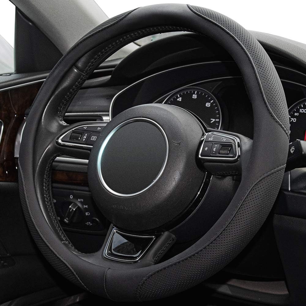 Car Steering Wheel Cover,14.5-15 Inch Black Universal Microfiber Leather Covers Breathable Anti-Slip Odorless Steering Wheels Accessories for Men Women - Image 3