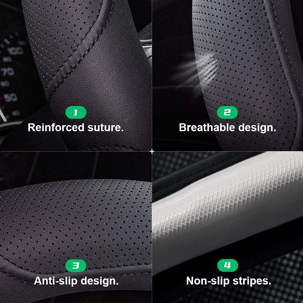 Car Steering Wheel Cover,14.5-15 Inch Black Universal Microfiber Leather Covers Breathable Anti-Slip Odorless Steering Wheels Accessories for Men Women - Image 5