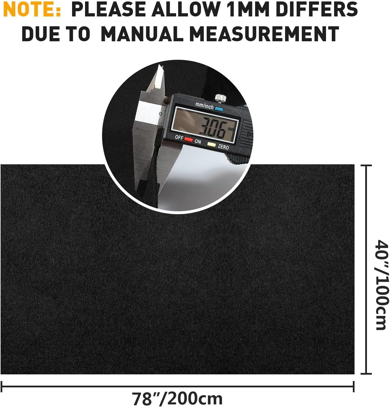 Black Underfelt Carpet for Speaker,Sub Box Carpet, Auto,RV,Boat,Marine,Truck,Car Trunk Felt Liner Carpet 78"x40" - Image 2