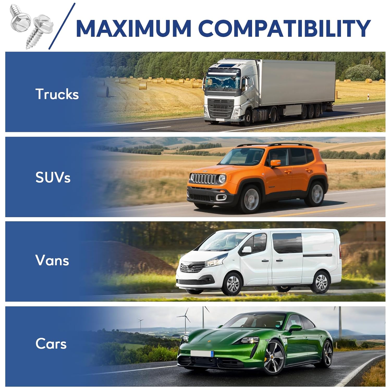 8PCS License Plate Screws for Car, Rustproof Stainless Steel Screws, License Plate Bolts, Stainless Fasteners for License Plates with Screwdriver (Silver, 8 PCS) - Image 4