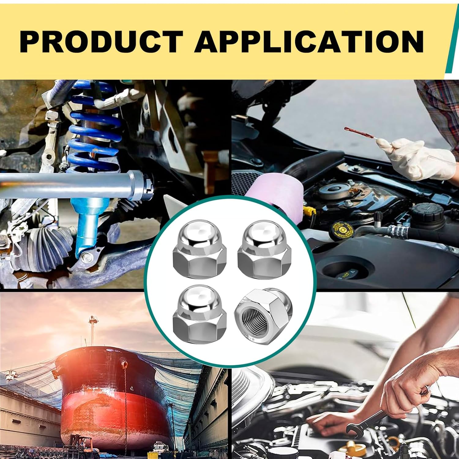 4 PCS License Plate Retainer Nuts Compatible with Volvo XC90/ V90/ V60/ S60/ S90 (Screws onto Existing Stud) - Tall Dome License Plate Screw Caps 316 Marine Grade Stainless Steel - Image 5