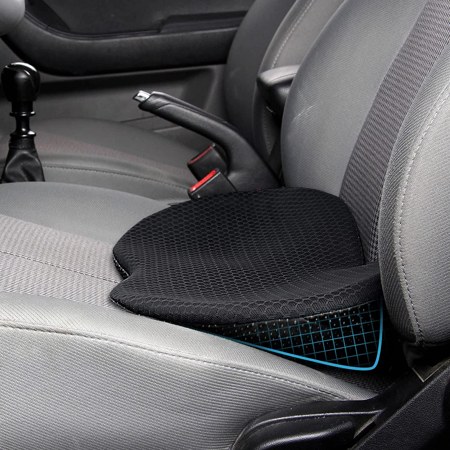 Car Seat Cushion - Memory Foam Car Seat Pad - Sciatica & Lower Back Pain Relief - Car Seat Cushions for Driving - Road Trip Essentials for Drivers(Black)