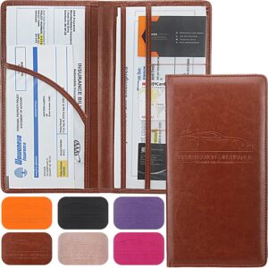 Premium Car Registration & Insurance Card Holder with Magnetic Shut, Vehicle Glove Box Car Organizer - For Documents, Cards, License (Black)