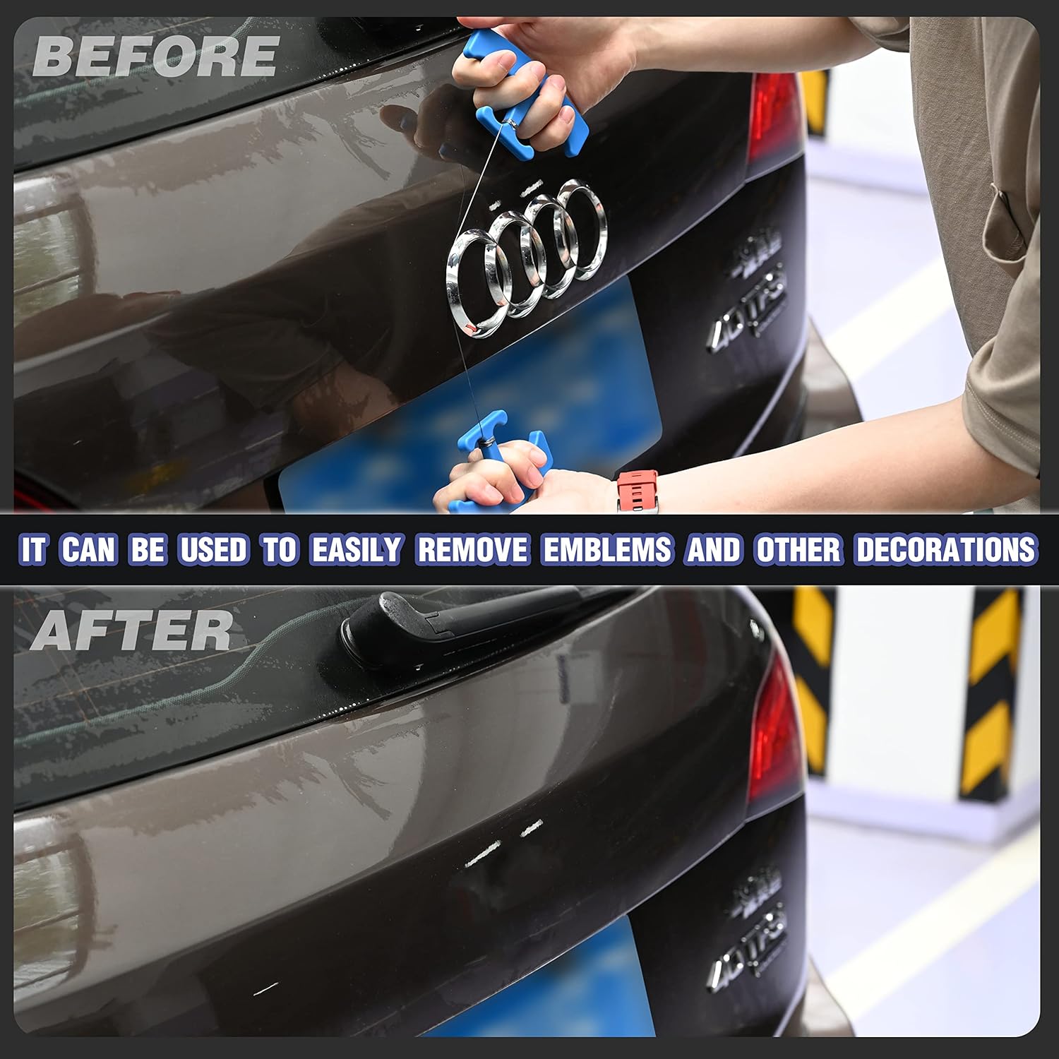 PlateLine Remover Car Emblem Removal Tool with 5PCS 60CM PE Cord for Easily Remove Vehicle Logos, Nameplates, Badges and Paste Signs Plates, Plastic Ergonomic Shape Aid Vinyl Wrap Tools - Image 5