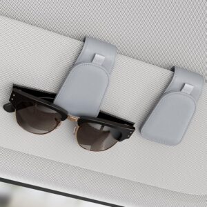 Sotfamily Sunglass Holder for Car Visor, Suede Cloth Magnetic Sunglass Organizer for Car Accessories, 2 Packs, Light Gray